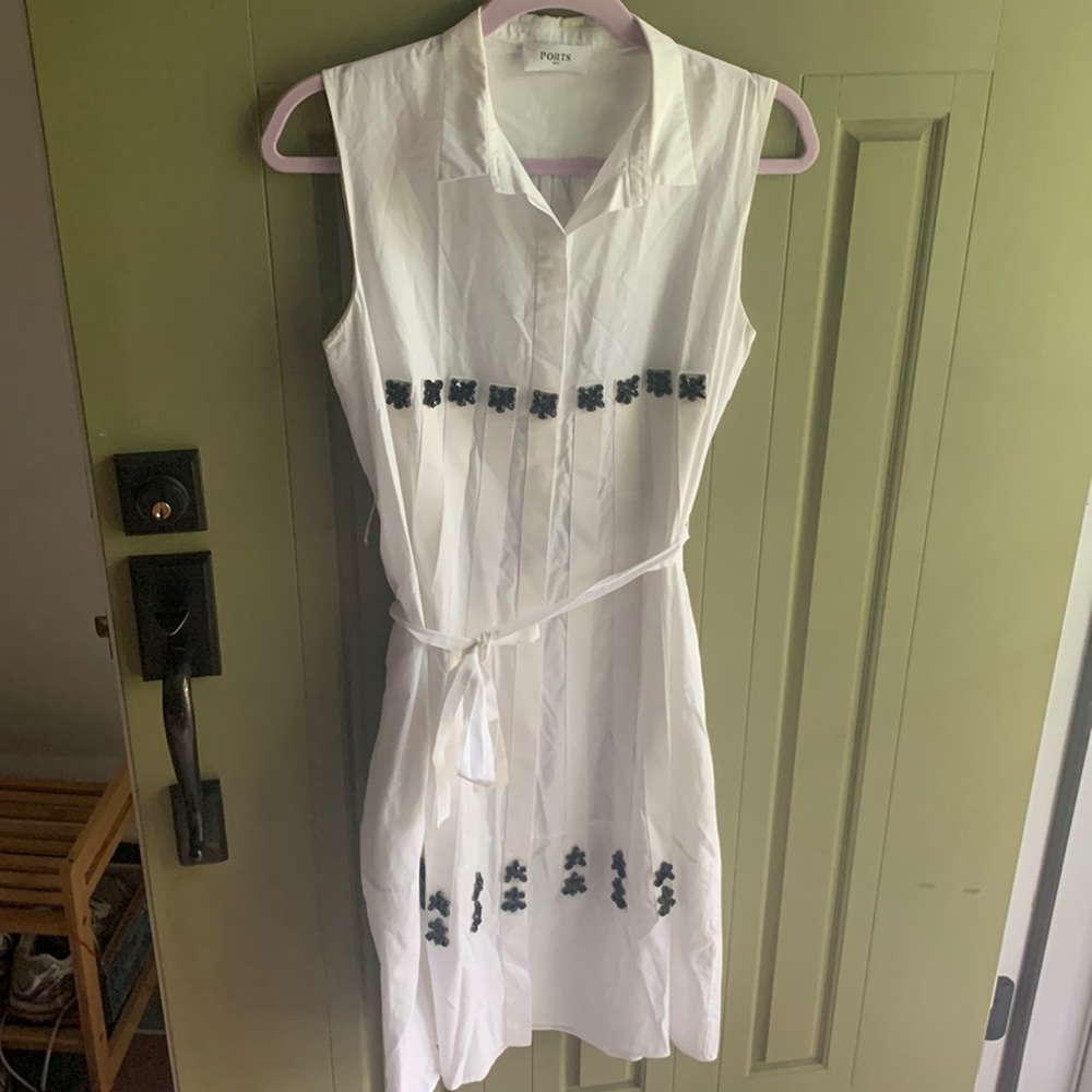 PORTS 1961 cotton jewel tank collared dress
